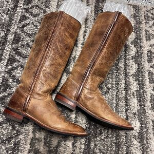 JUSTIN WOMEN'S Tan LEATHER COWGIRL WESTERN BOOTS 16” 7 USA 2369021 Tall Brown.